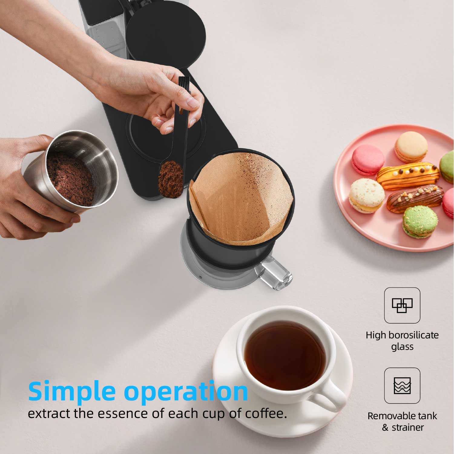 Instant Drip Coffee Maker Machine Electric Glass Housing 4-Cup Capacity Hotel & Household Use