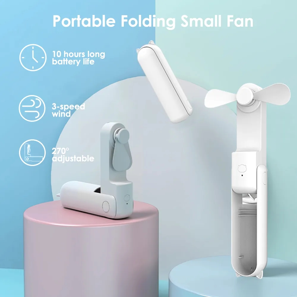 Handheld Mini Portable Fan 3-in-1 USB Rechargeable with 2000mAh Power Bank for Outdoor & Car Use Brushless Motor