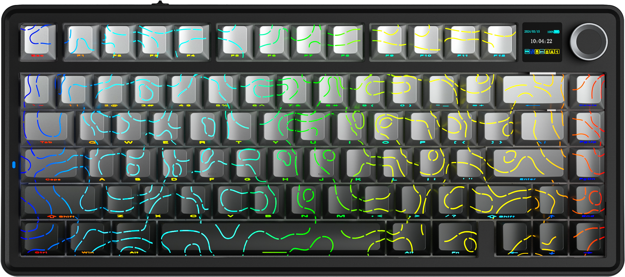 AULA F75 MAX Wired 2.4G Three Mode RGB Gaming Keyboard with LCD Screen