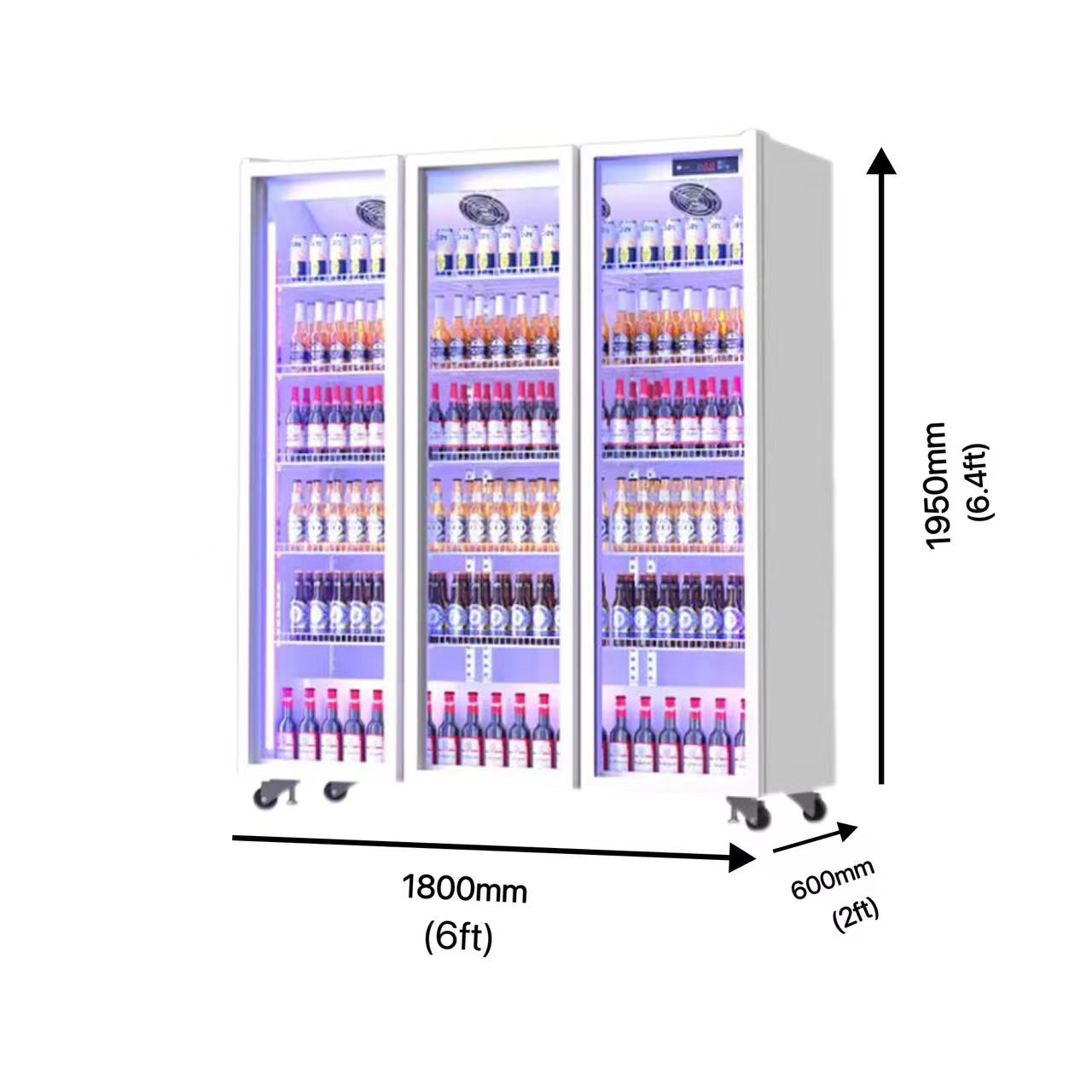 Factory Direct-sale Commercial Beverage Cabinet, Refrigerator, Cold Drink Cooler, Three-door Upright Freezer