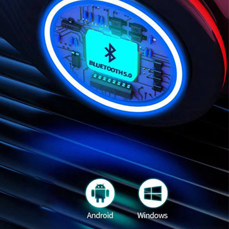 Foldable True Wireless Bluetooth On-Ear Over-Ear Gaming Headphones with RGB Light Logo for Mobile Phone