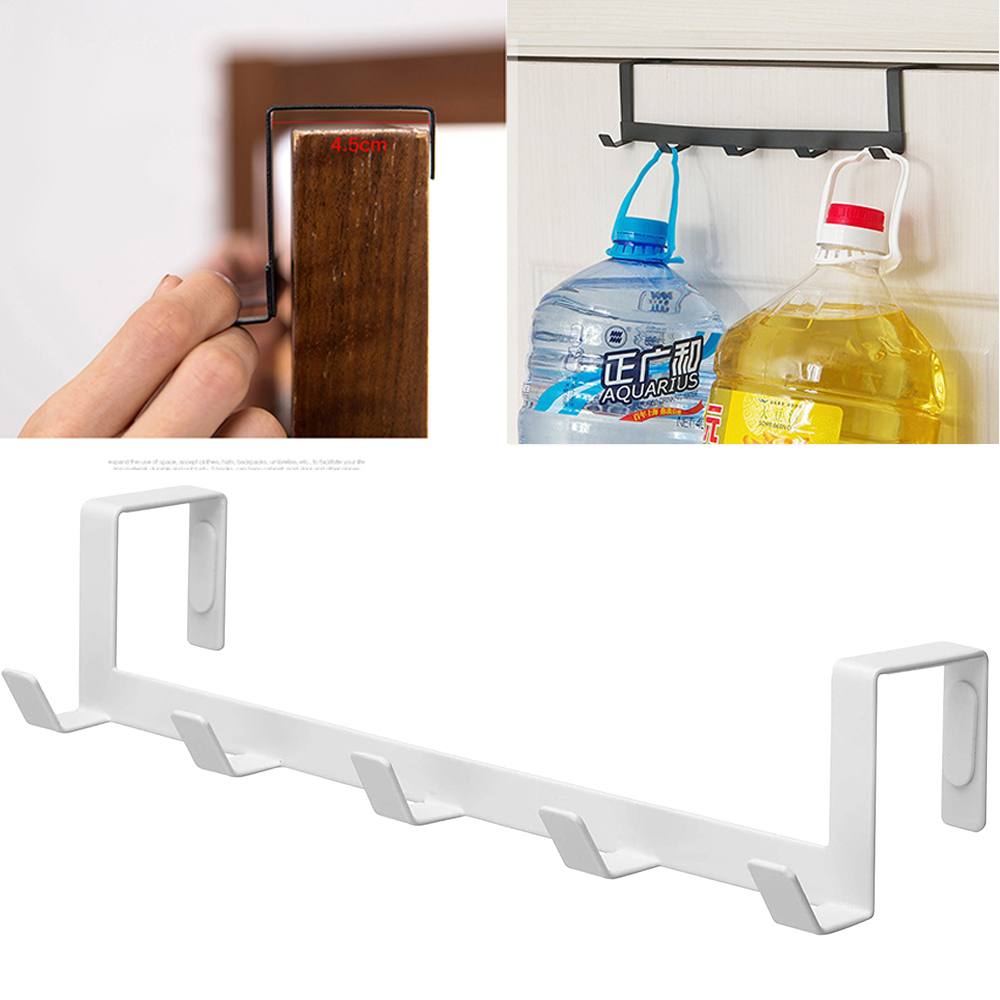 Household Door Hanger Hooks Over the Door Hooks for Hanging Towels Coat Key Hat Purse with 5 Hooks