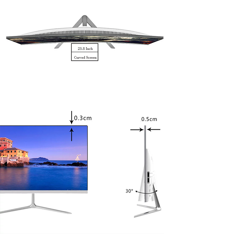 Powerful Monoblock I9 Office Tv Pc Desktop Computer I3 I5 All in One Pc Core I7 23.8 27 Inch Curved Surface for Student Company