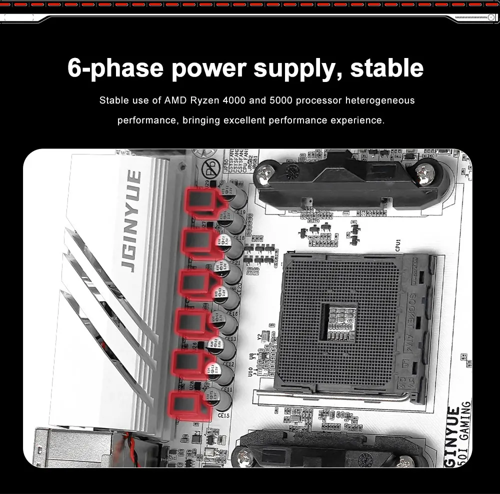 JGINYUE B550 AM4 Mini ITX Motherboard Supports Ryzen R5 4000/5000 Series Processors DDR4 RAM PCI-E 4.0 B550i GAMING