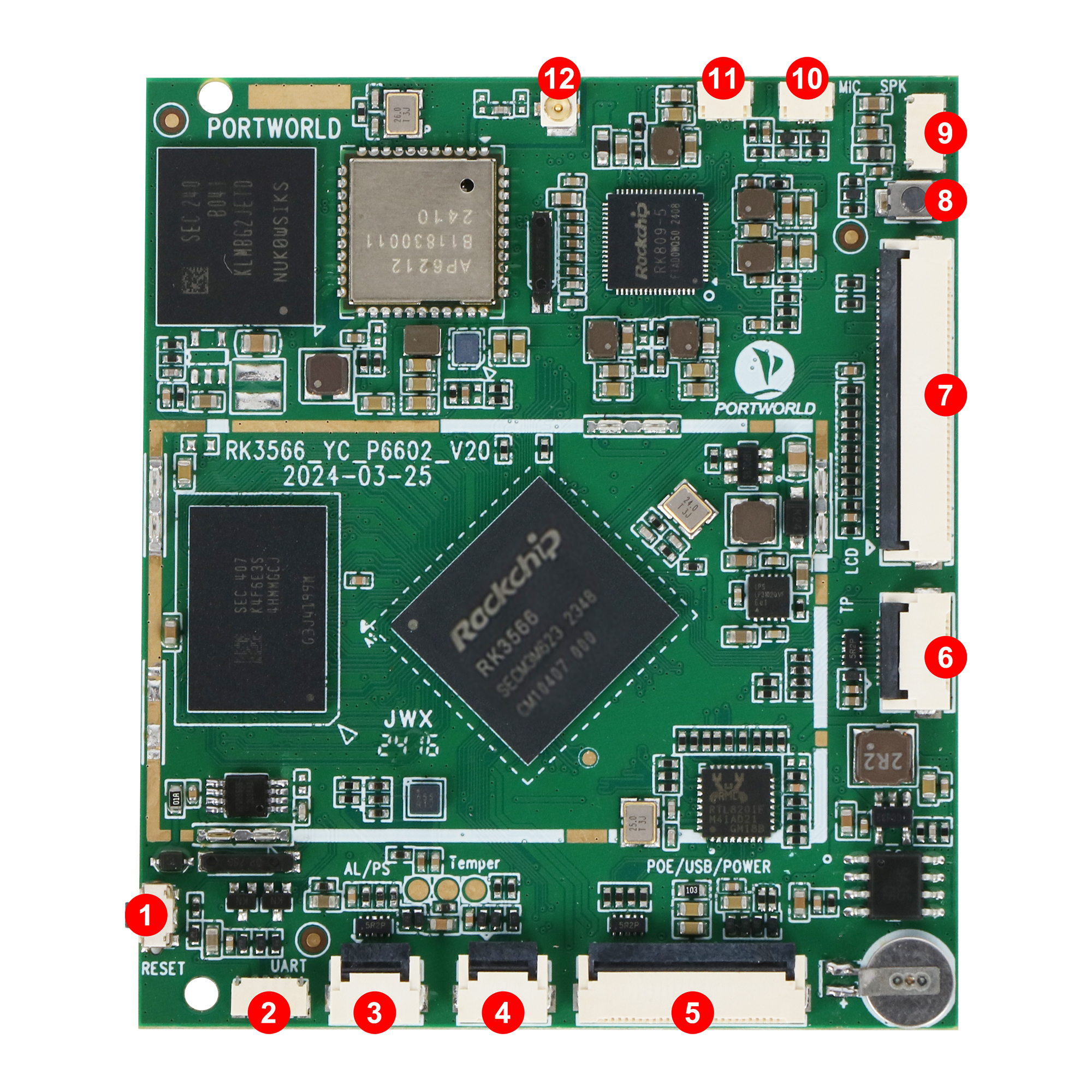 RK3566 2GB+32GB Industrial Linux / Android Motherboard PCBA