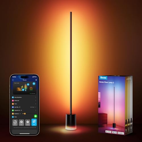 RGBIC Smart LED Floor Lamp for Bedroom Living Room Studio Modern Design with Warm/Cool White Music Sync Scene Modes Metal Shade