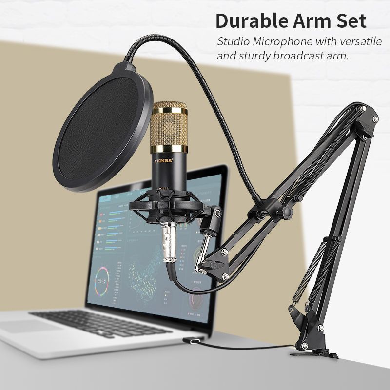 BM800  Studio Condenser Karaoke Microphone Bundle Sound Card Set for Webcast Live Studio Recording Singing Broadcasting Bm-800