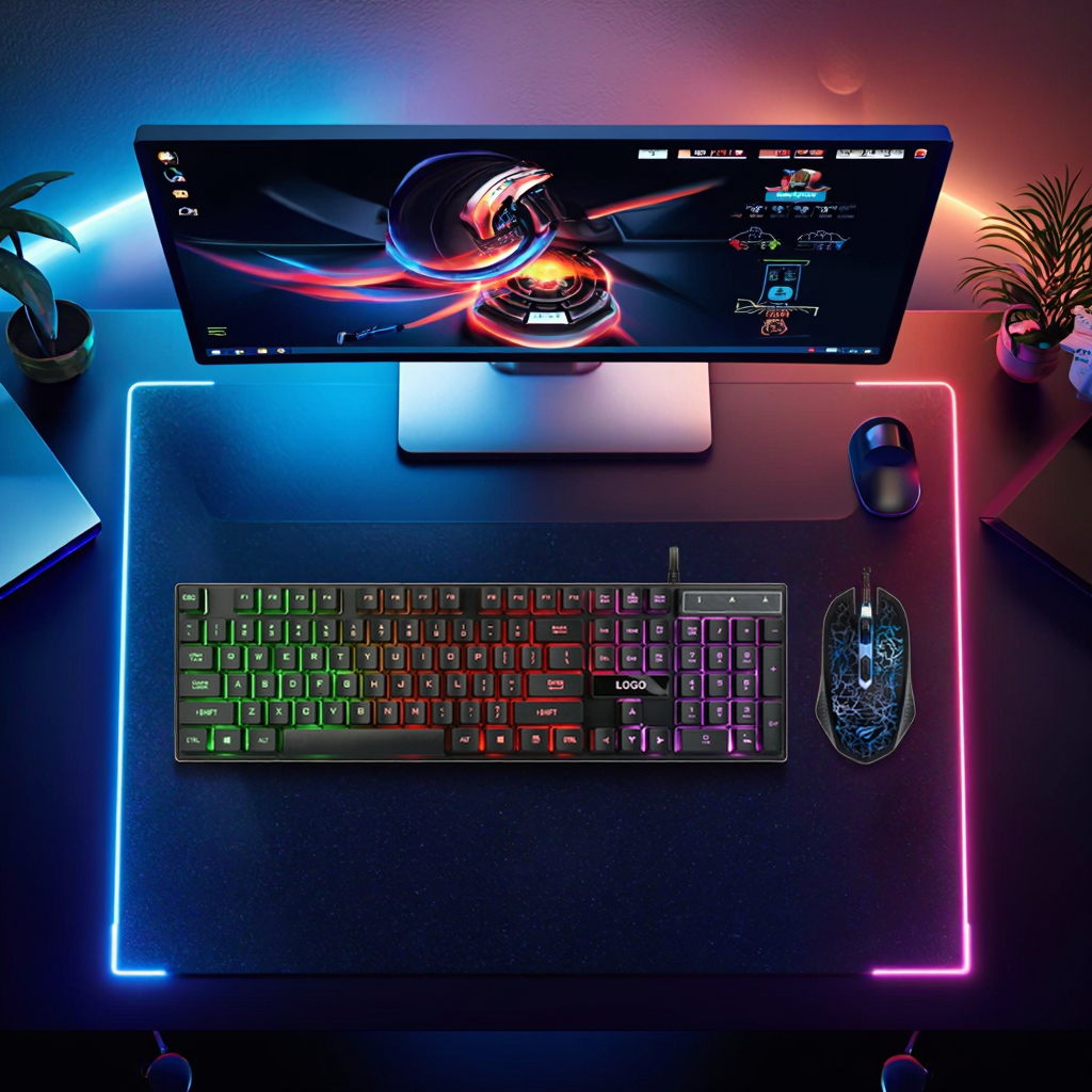 GT-KB201Cm Havit Keyboard Mouse Combo Gamer Computer Backlight Led Teclado Colored Wired Gaming Keyboard and Mouse Headset Combo