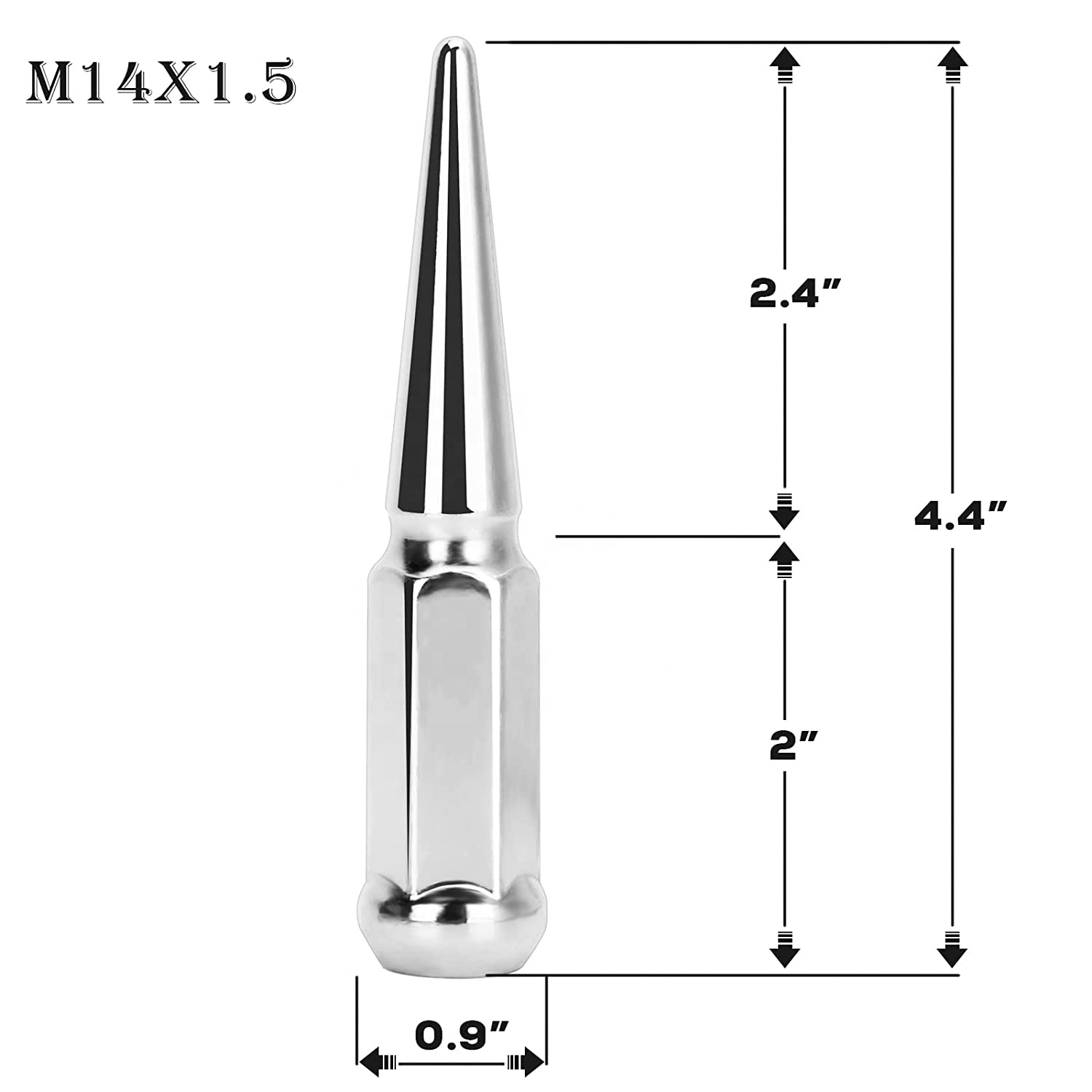 25PCS 14x1.5 6 Hexagon Spike Chrome Bulge Acorn Car Wheel Lug Nuts for Chevrolet Silverado 1995-1999 Cadillac Escalade 1995-2017