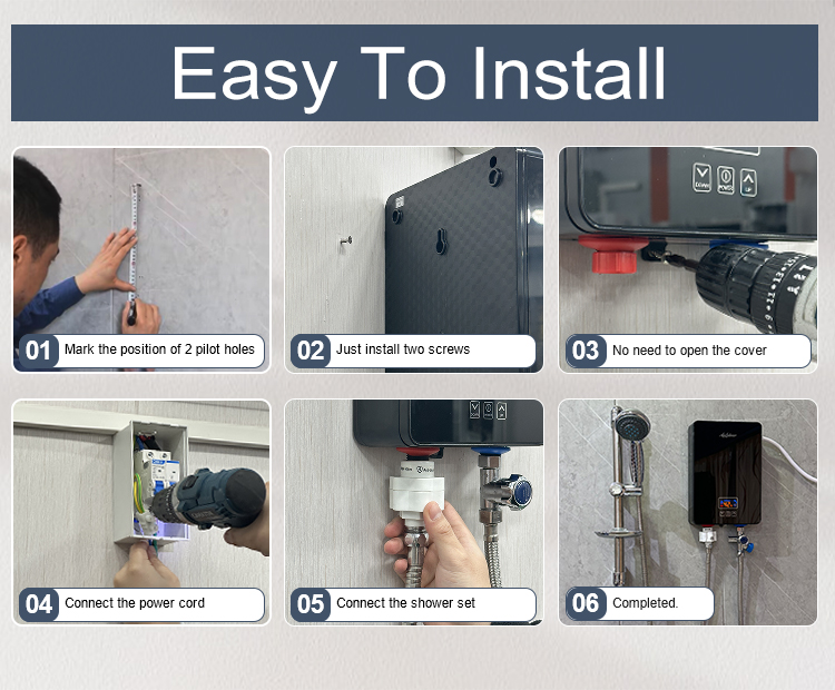 wall mount tankless electric water heater Overheat protection endless hot water for cold weather tankless heater 220v 3-6kw