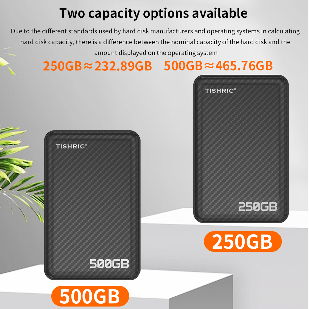 TISHRIC External HDD 250GB 2.5-inch Mechanical Portable Hard Drive 16M 7mm 5400 RPM for Notebook Laptop