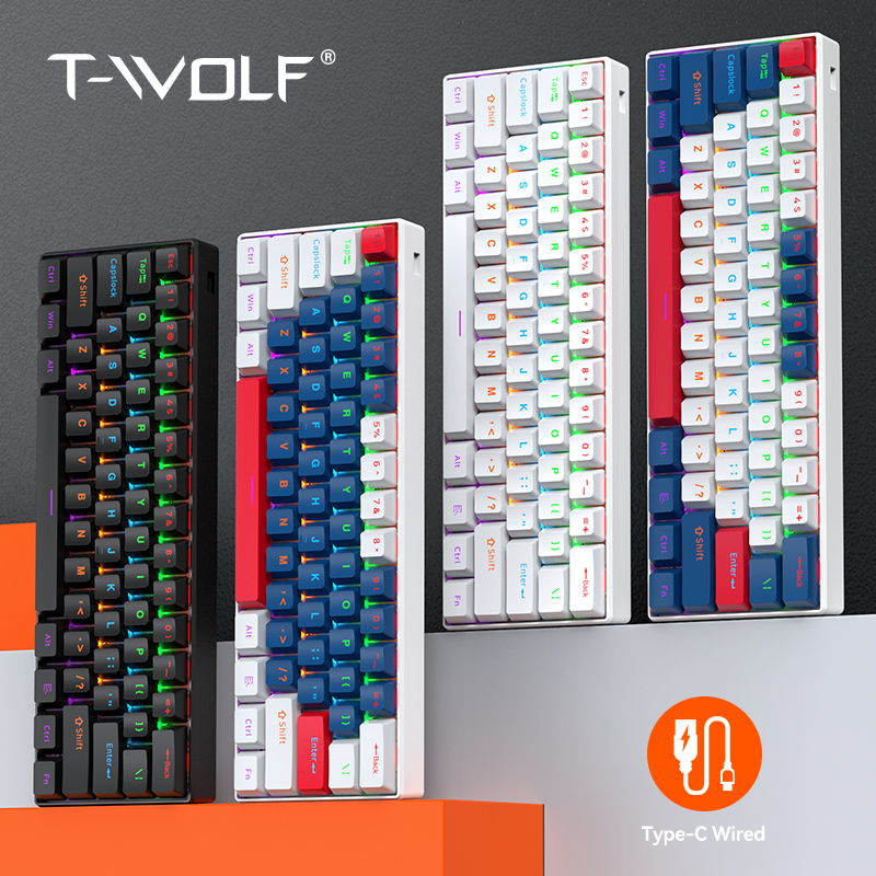Full Keys Hotswappable Russian Layout Mechanical Keyboard Gaming Customized OEM Keyboard 63keys TKL Wired Keyboard for PC Laptop