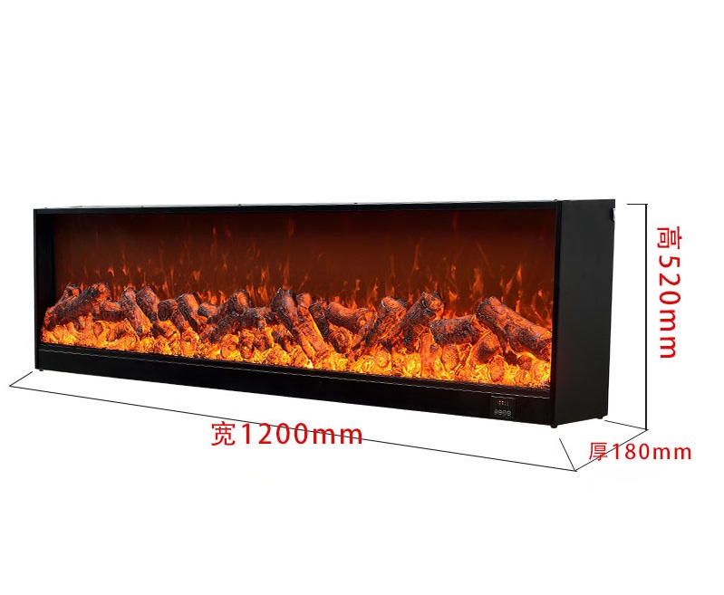 Modern LED Linear Electric Fireplace Wall Mounted Recessed English Manual Control Flame Heater for Household Indoor Use Insert