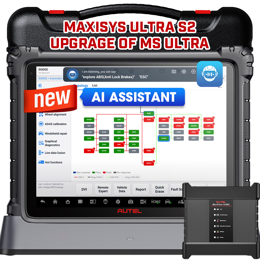 Universal Autel MaxiSys Ultra S2 AI Ecu Programming Automotive Diagnostic Tablet with MaxiFlash VCMI SDK Combination Scanner