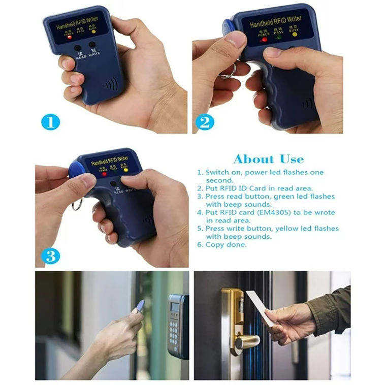 Factory Supply 125kHz Handheld RFID Reader Writer for ID Card Copying Wholesale