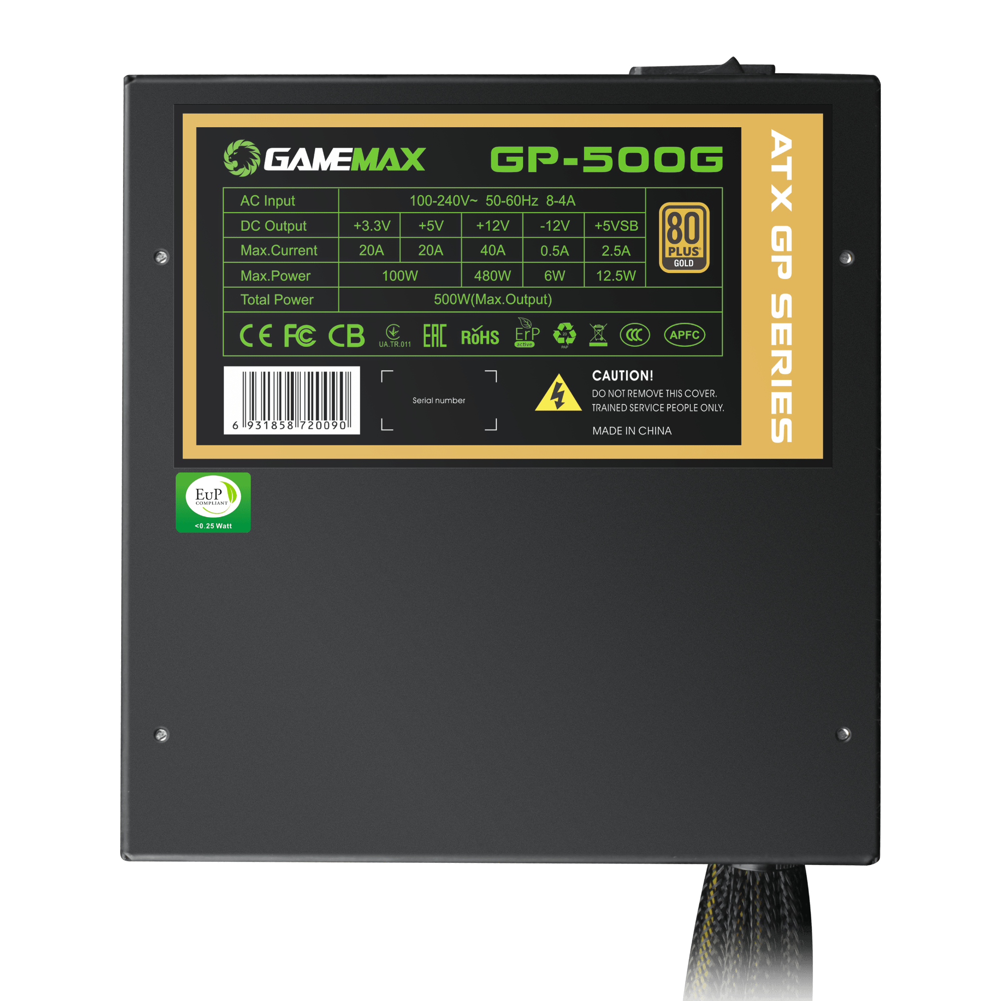 GAMEMAX 80 PLUS Gold 24pin ATX 500W PSU Low Noise Stable Gaming Desktop PC in Stock Active PFC