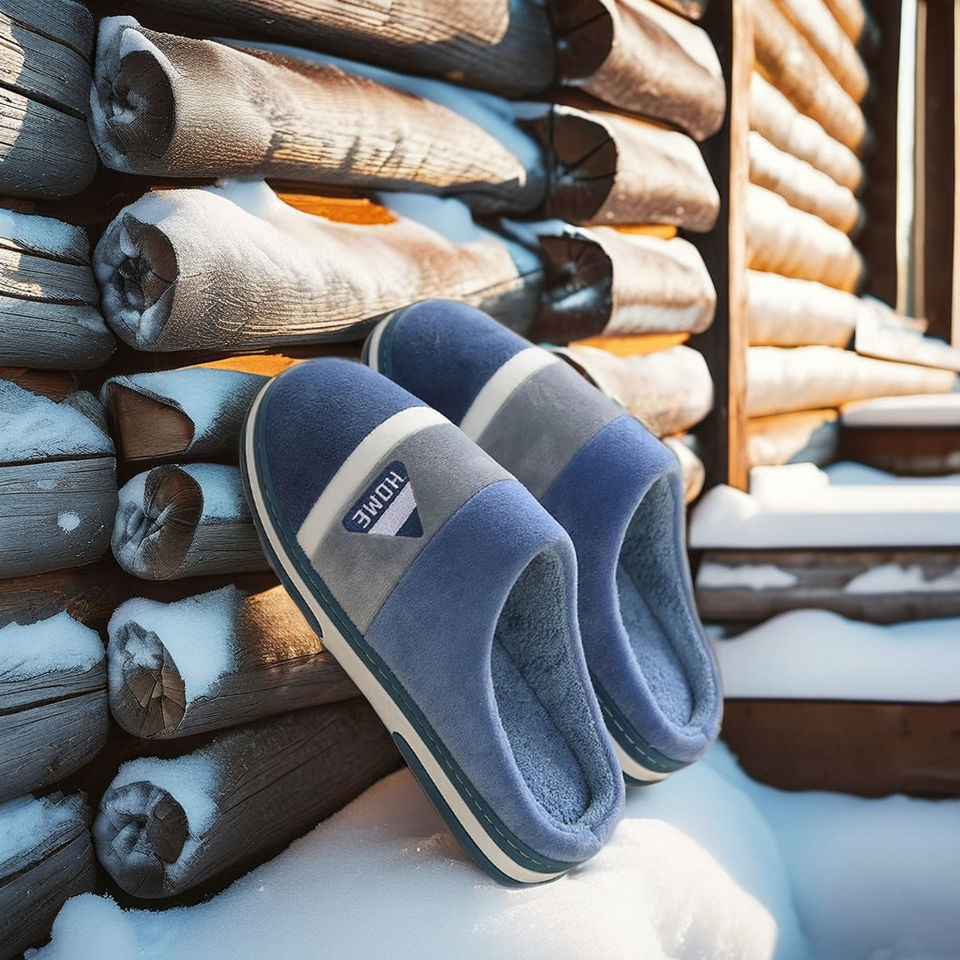 Теплые хлопковые мужские тапочки (Winter Warm)