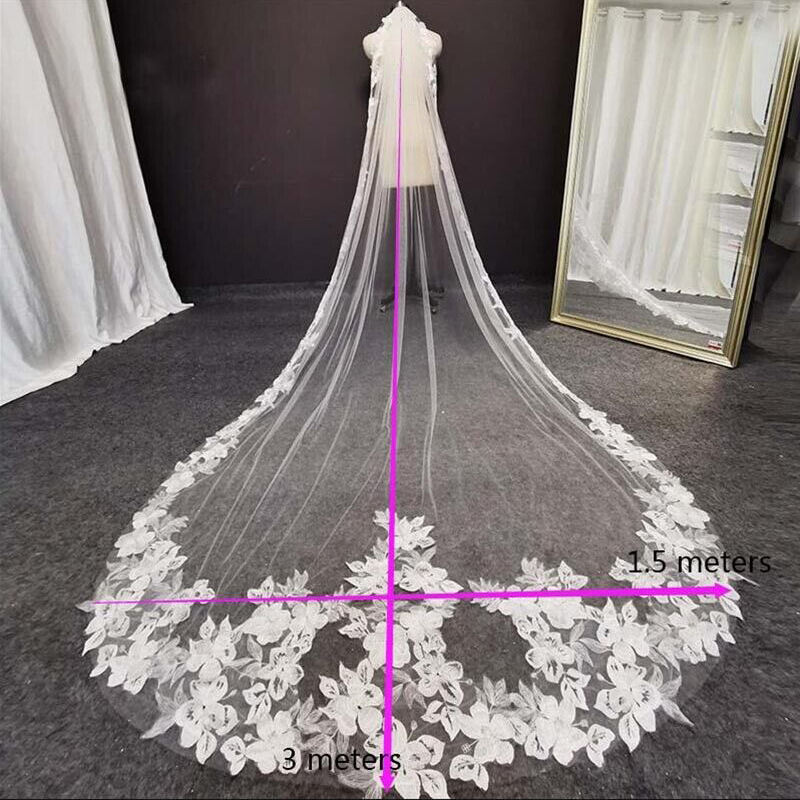 Appliques Wedding Veils (White)