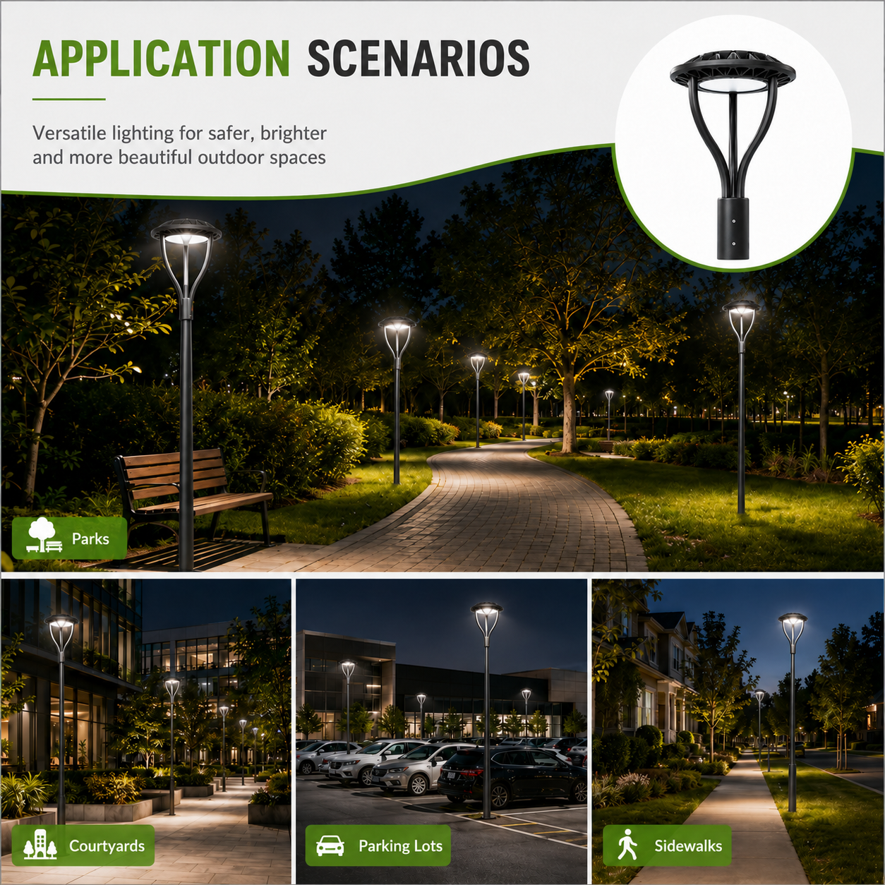 Quality Area Pole Light 50W IP65 Waterproof Outdoor Led Post Top Light for Garden Yard Street Lighting