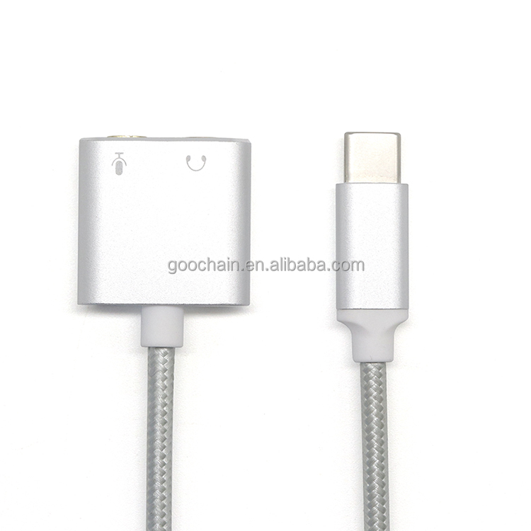 USB Sound Card USB3.1 Type C to 3.5mm Headphone and Microphone Jack Sound Card Cord With Audio