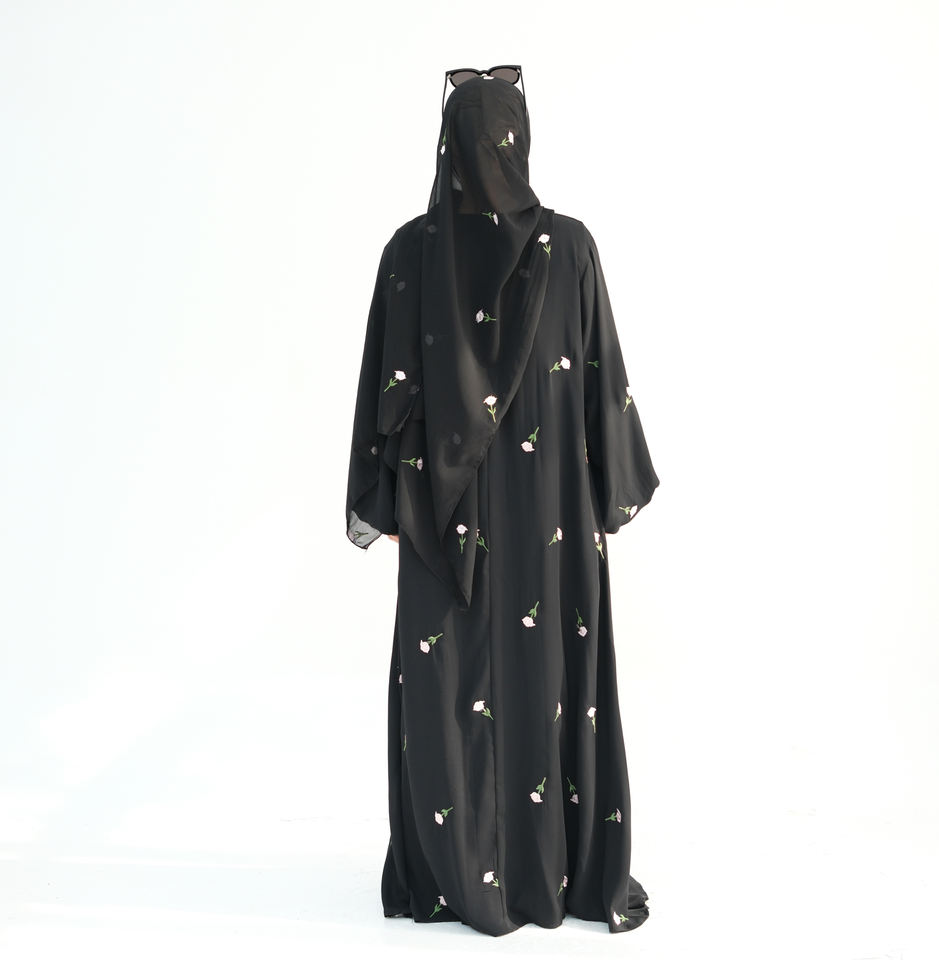 OEM ODM 2025 Black Abaya Flower