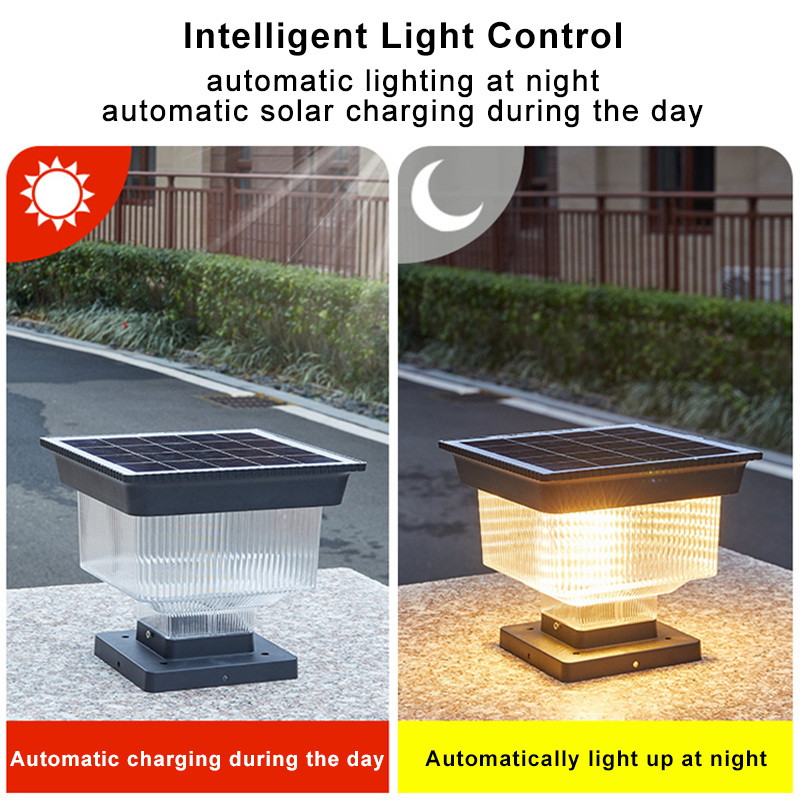 Outdoor Waterproof Solar Post Light LED Garden Gate Pillar Lamp for Fence Wall Column