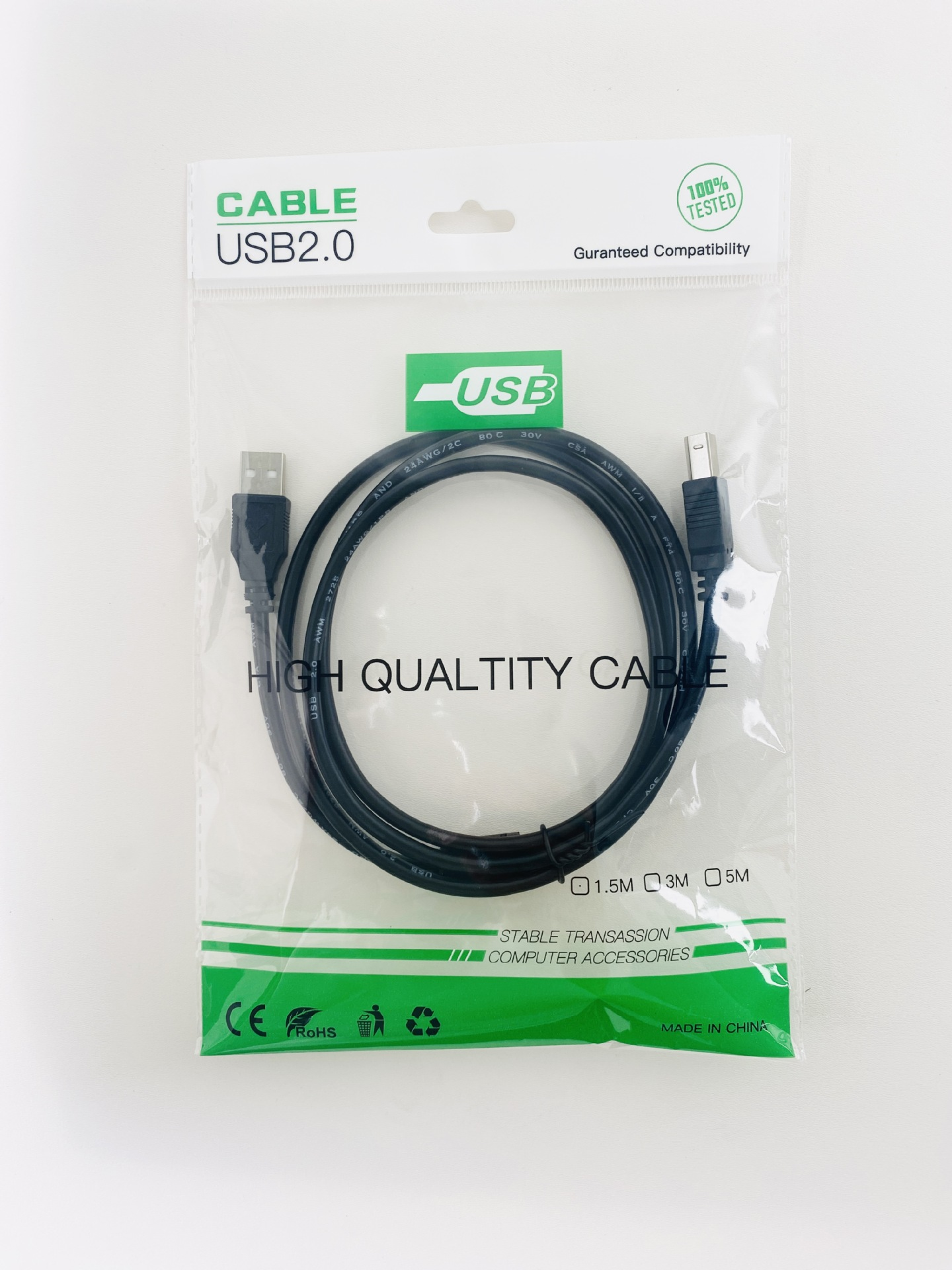 Wholesale BLACK USB 2.0 AM/BM Printer Cable Male Male Data Cables 1M 3M 5M 10M for HP for Canon Lexmark for Epson Dell