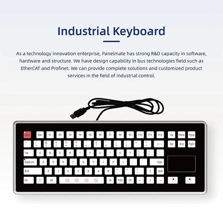 IKB21170 Custom CNC Control Panel-mount Industrial Keyboard IP65 Waterproof USB 24V 86Keys CNC Keyboard
