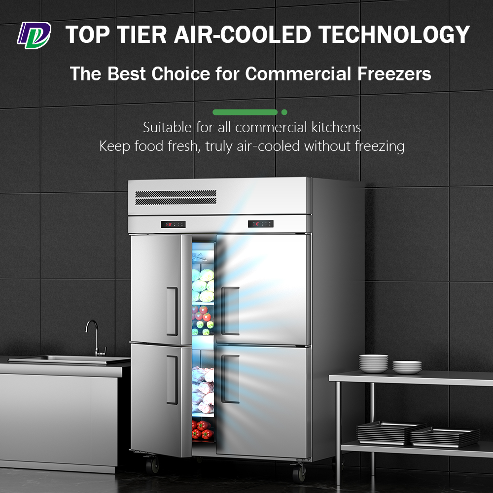 Professional Commercial  Kitchen Fridge Upright Doors Freezer Double Door Stainless Steel Freezer Refrigerator