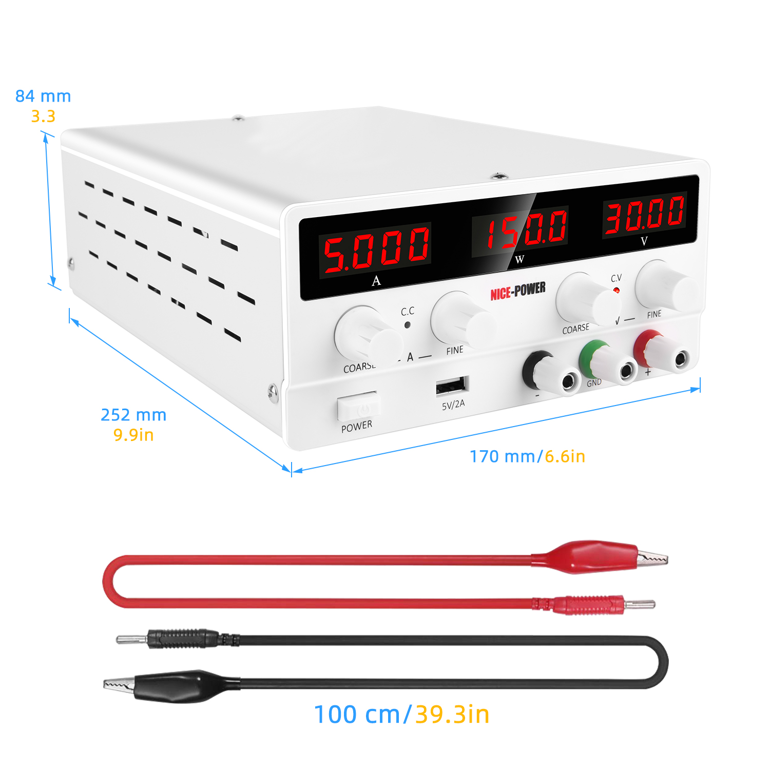 NICE-POWER SPS-H305 White 30V 5A USB Adjustable Switching Regulated Multifunctional Repairing Short Killer Dc Power Supply