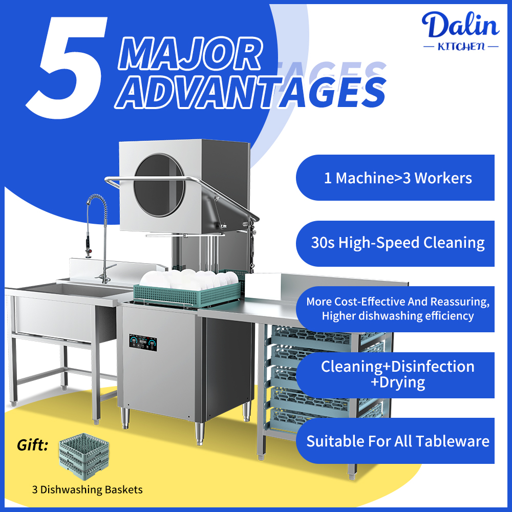 Commercial Hood Type Dishwasher Dish Washing Machine Smart Dish Washer Dishwasher for Restaurant Hotel Free Standing