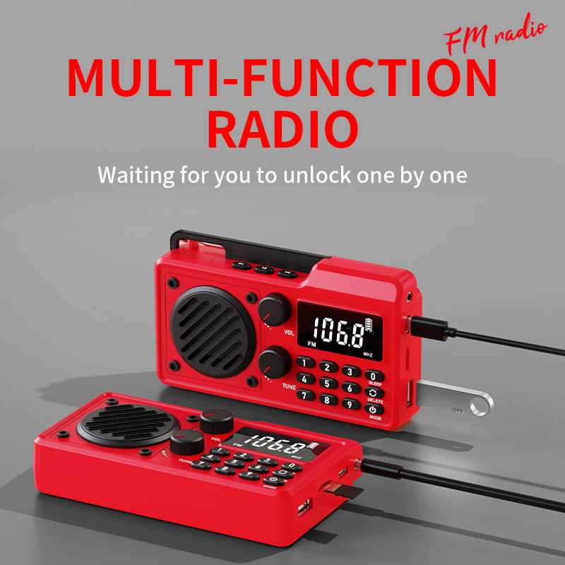 Portable FM AM SW MP3 Player with for Built-in Speaker LED Display 1500mAh Battery USB/TF Card Shortwave Radio Receiver