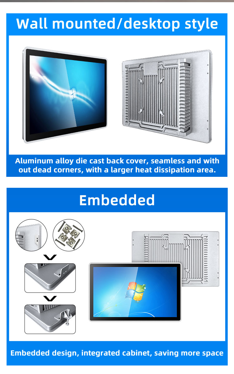 17\" 15\" 19\" 21.5\" Slim Industrial Panel PC Capacitive Touch Screen Wall Mount Open Frame Monitor Stock Computer Accessories