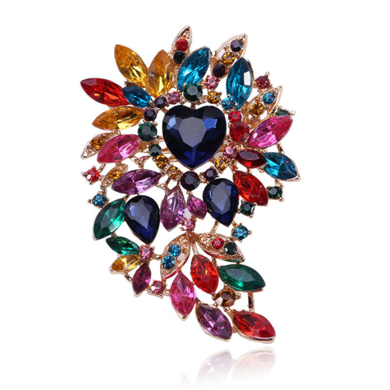 Large Colored Rhinestones Brooch