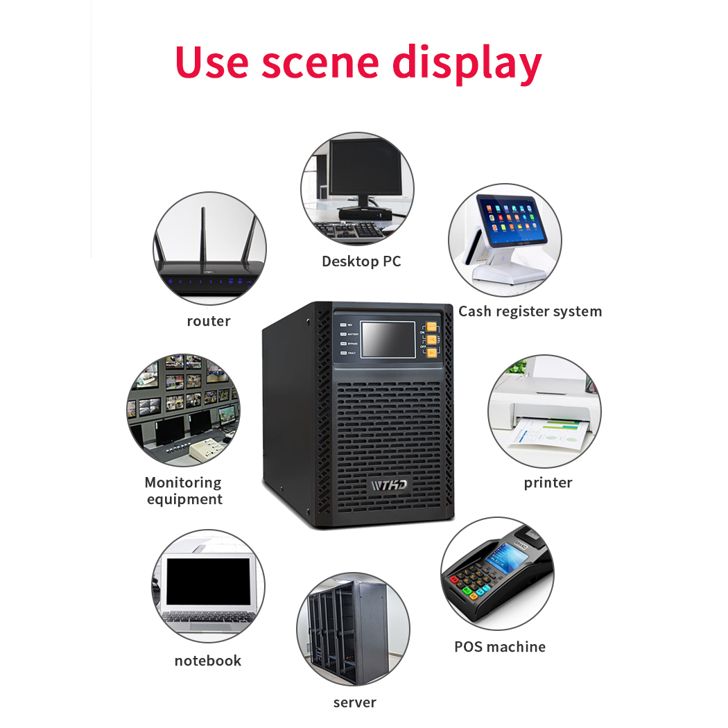 3KVA 3000W Online UPS 3KW Home Lcd Display 110vac 220vac High Frequency 3000VA Online UPS Backup Power Supply