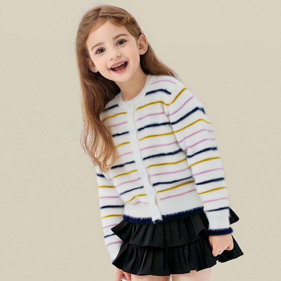 Girls Winter Multi-Striped Cardigan