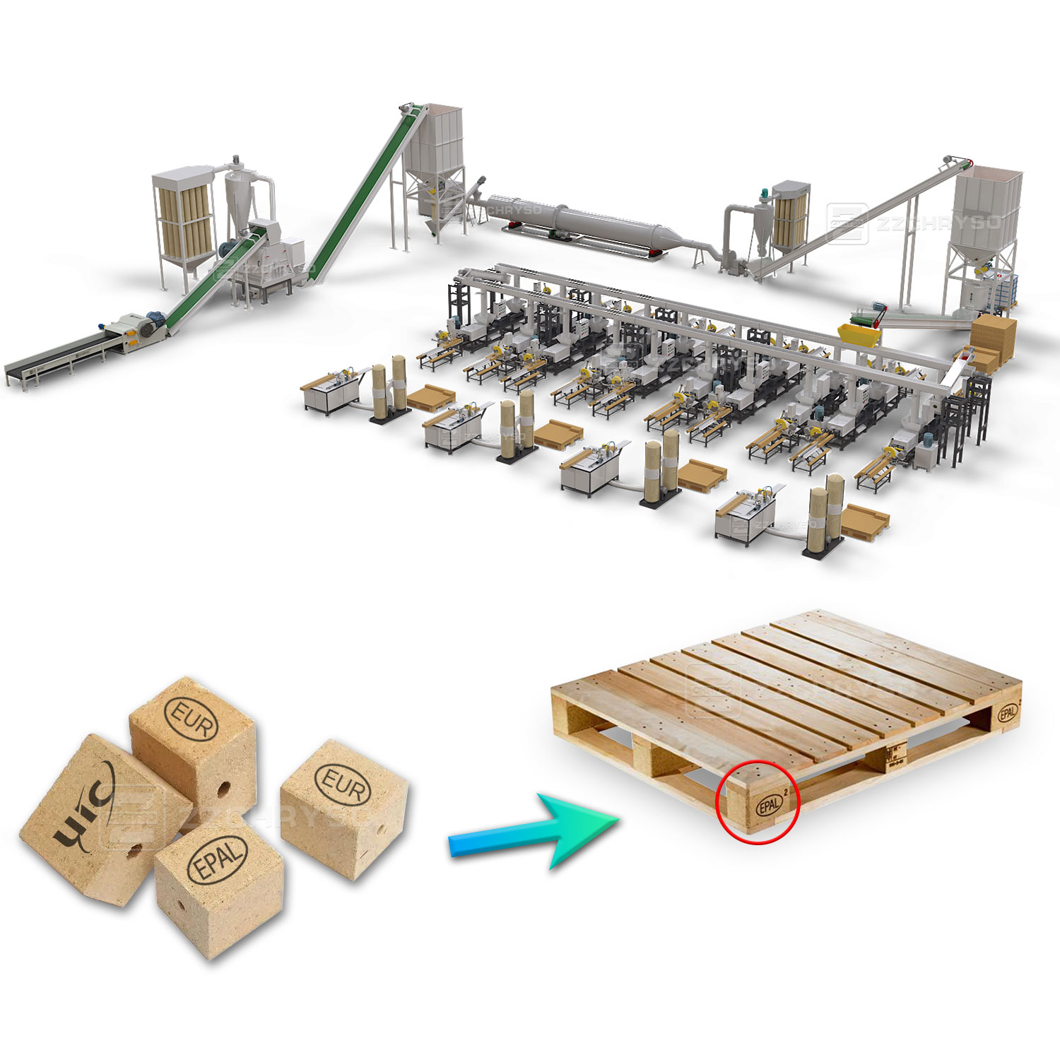 Hydraulic Hot Press Sawdust Compressed Wood Block for Pallet