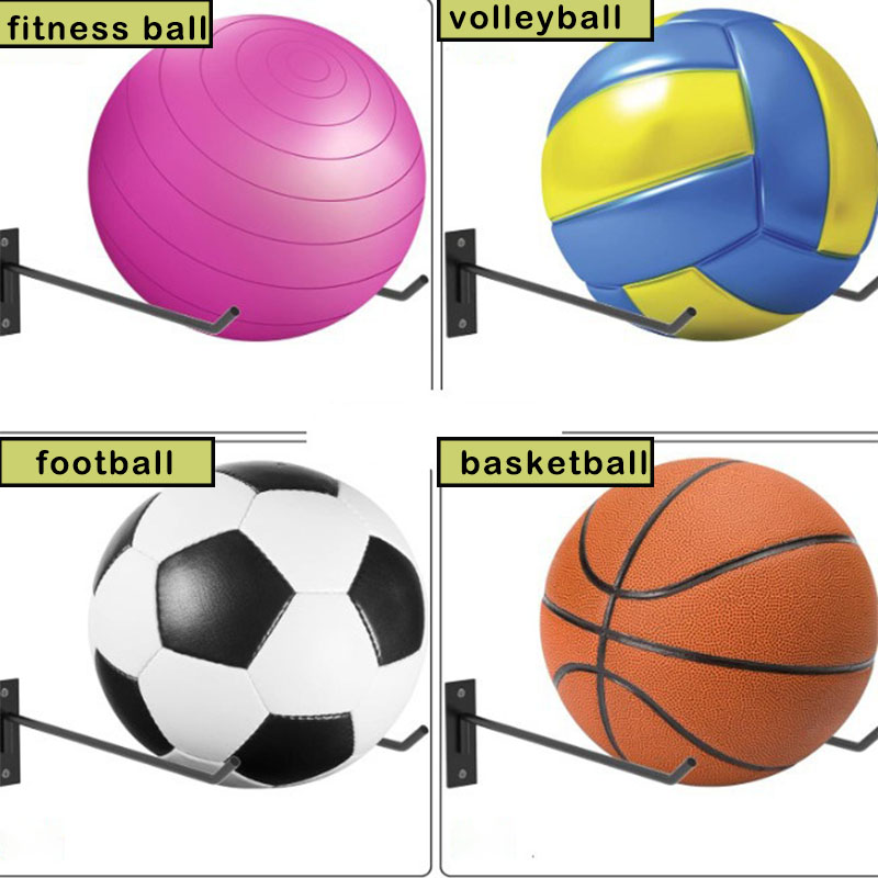 Modern Wall Mounted Fitness Balls Storage Living Room/Bathroom Metal Door Hooks with Removable Design