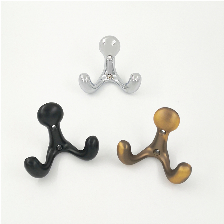 Zinc Alloy Metal Retro Wardrobe Hook Double Towel Coat Hook Hanging Black Pastoral Style Coat Hook