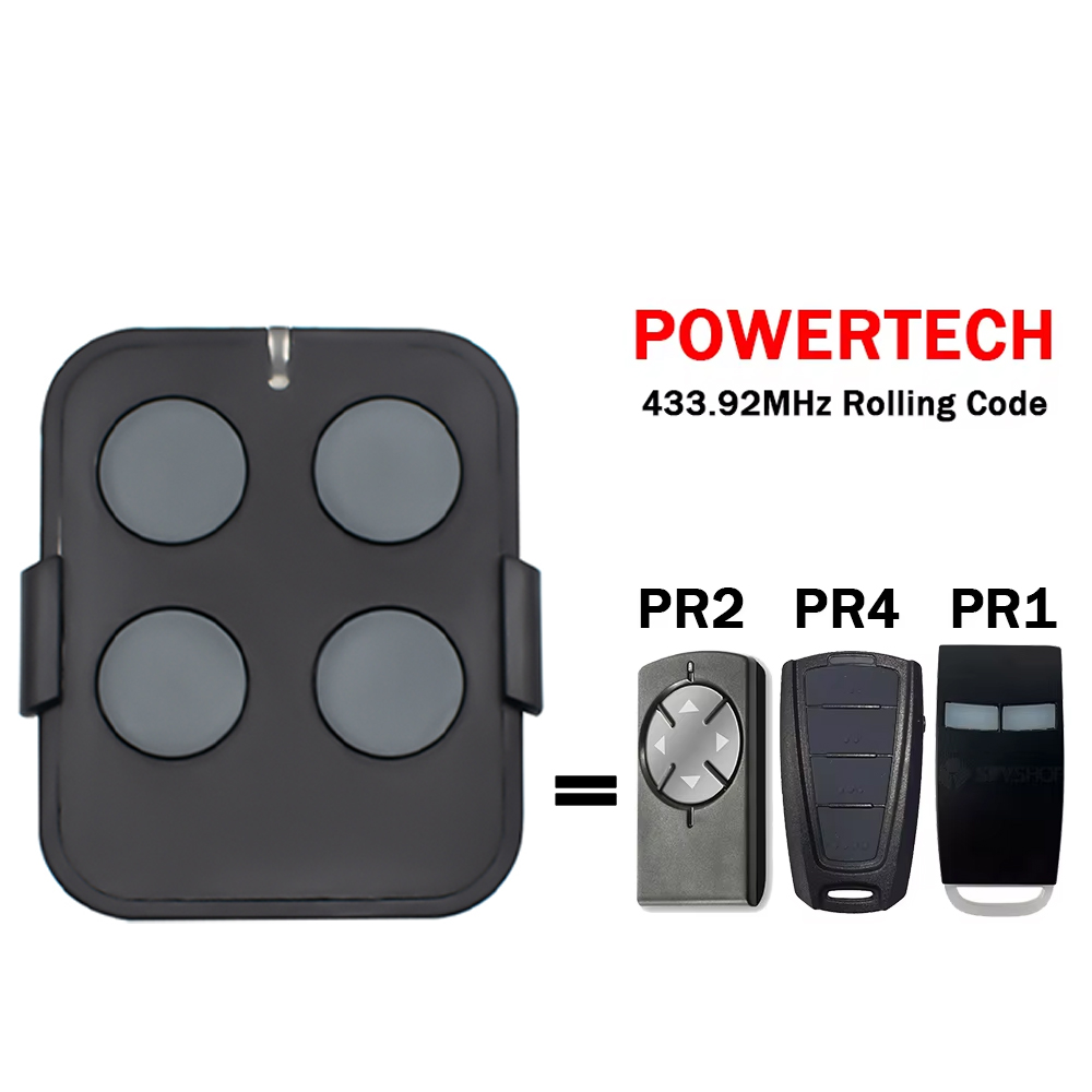 Powertech PR1 PR4 PR2 Garage Door Remote Control 433MHz Rolling Code Gate Opener Handheld Transmitter
