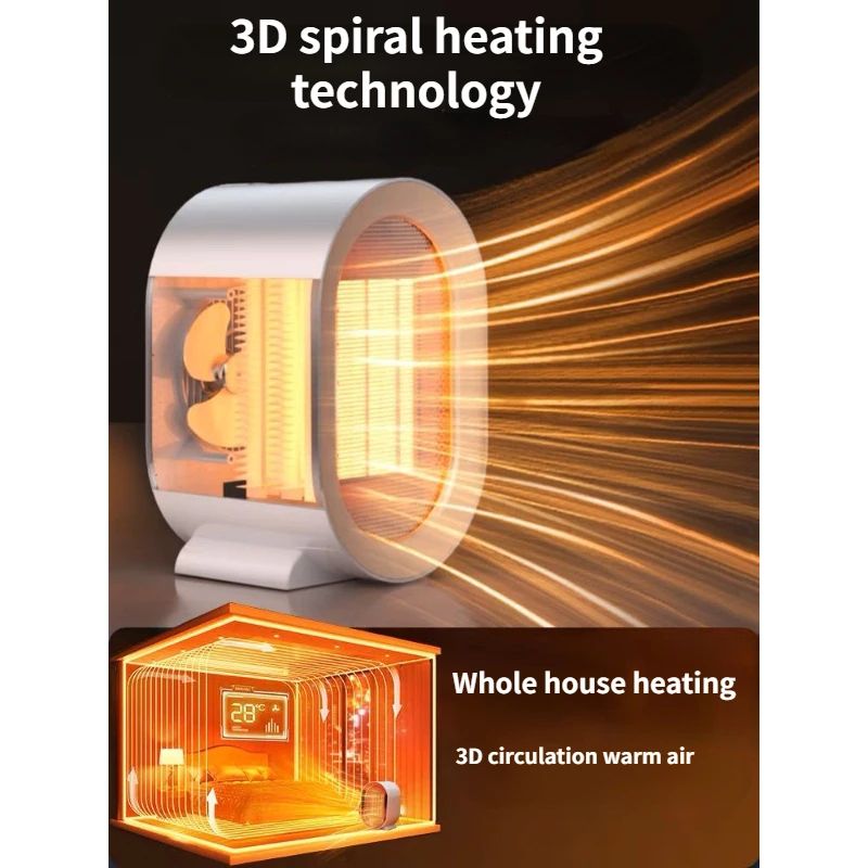 Portable Electric Heater Room Heating Stove Mini Household Radiator Remote Warmer Machine for Winter Desktop Heaters 1200W