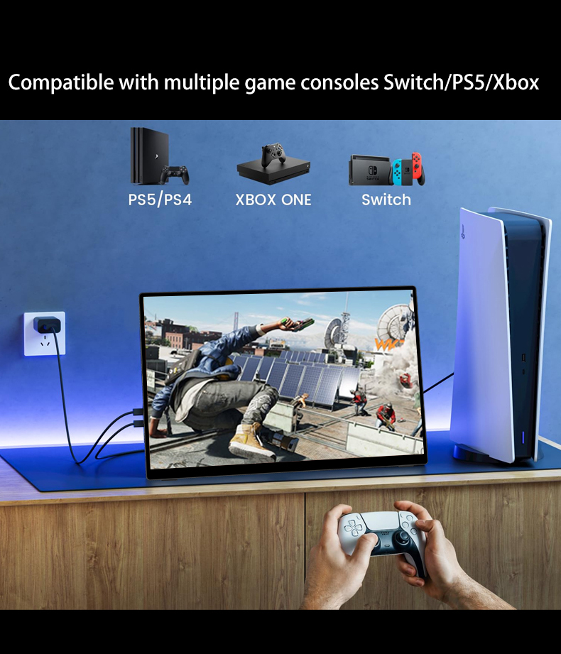 16inch 1080p IPS Built-in Battery Aluminum Alloy Type C Two Speakers Touch Screen Business Series Portable Monitor All One Stand