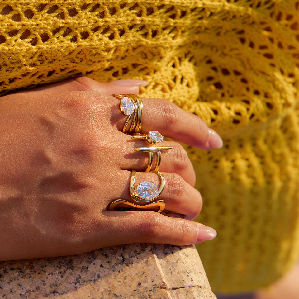 Стальное кольцо J-D (18K Gold Plate)