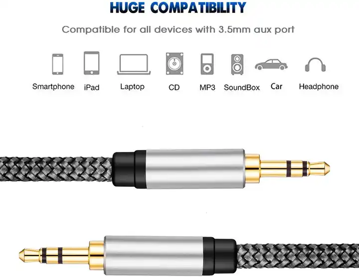 Factory Price Nylon Braided Audio Cables Coaxial Stereo Aux DC 3.5 mm for Microphone Speaker Monitor DVD Player with PVC Jacket