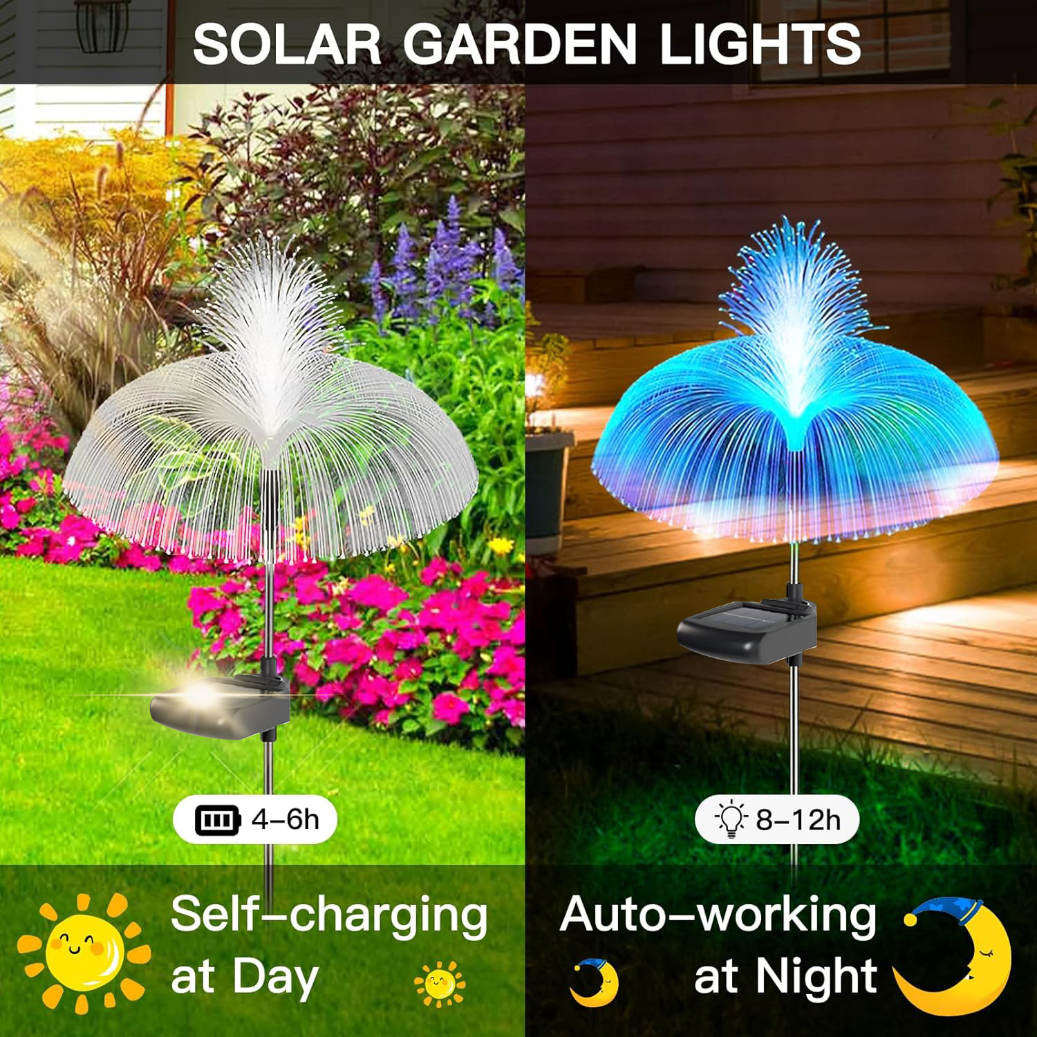 Newish Outdoor Waterproof 7 Color Changing Solar Double Jellyfish Garden Lights for Walkway Lawn Backyard