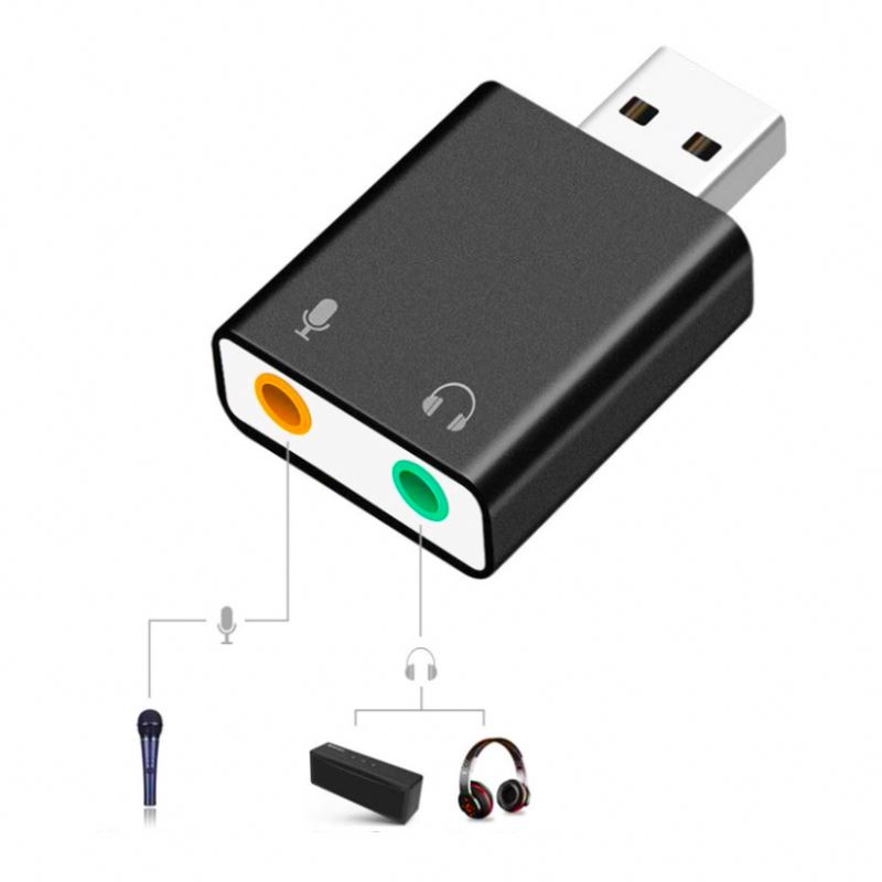 USB 7.1 Wireless Sound Card Live Video Recording Computer External Drive Free Stereo Audio Adapter for Laptop Microphone