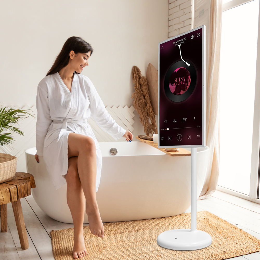 Bestie Stand Mini Portable 21.5 Inch Touch Screen Android 12 Smart TV LED-backlit HDTV Wheels Rechargeable 12V Mobile Television