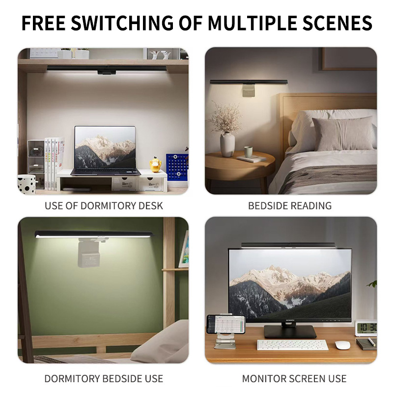 USB Powered Modern LED Task Lamp Dimmable Eye-Care E-Reading Desk Lamp Aluminum Body Touch Office Computer Monitor Lighting