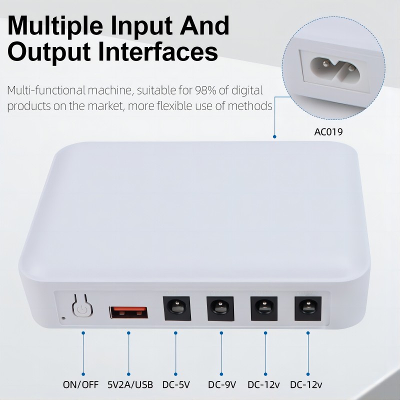 DC Mini UPS with Wifi Router 18650 Lithium Battery Backup Portable 5V 9V 12V Online Power Supply for CCTV Camera Single Phase