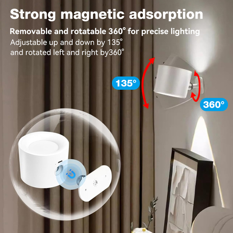 Wholesale Battery Operated Wall Light 360 Rotating Magnetic Bedroom Hallway Touch Remote Control Wireless Indoor Led Wall Lamp